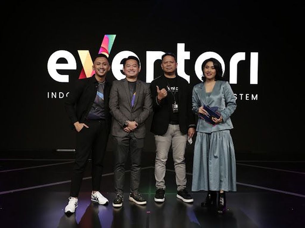 Suasana peluncuran Eventori Super App di Jakarta, Rabu (2/2/2022). Salah satu fitur aplikasi Eventori Super App adalah sebagai media sosial yang bisa menghubungkan pelaku industri hiburan dan talenta lintas kota. 