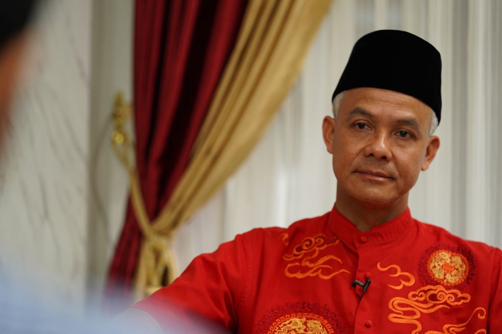 Bakal calon presiden dari PDI-P, Ganjar Pranowo, di Jakarta, pertengahan Mei 2023. 