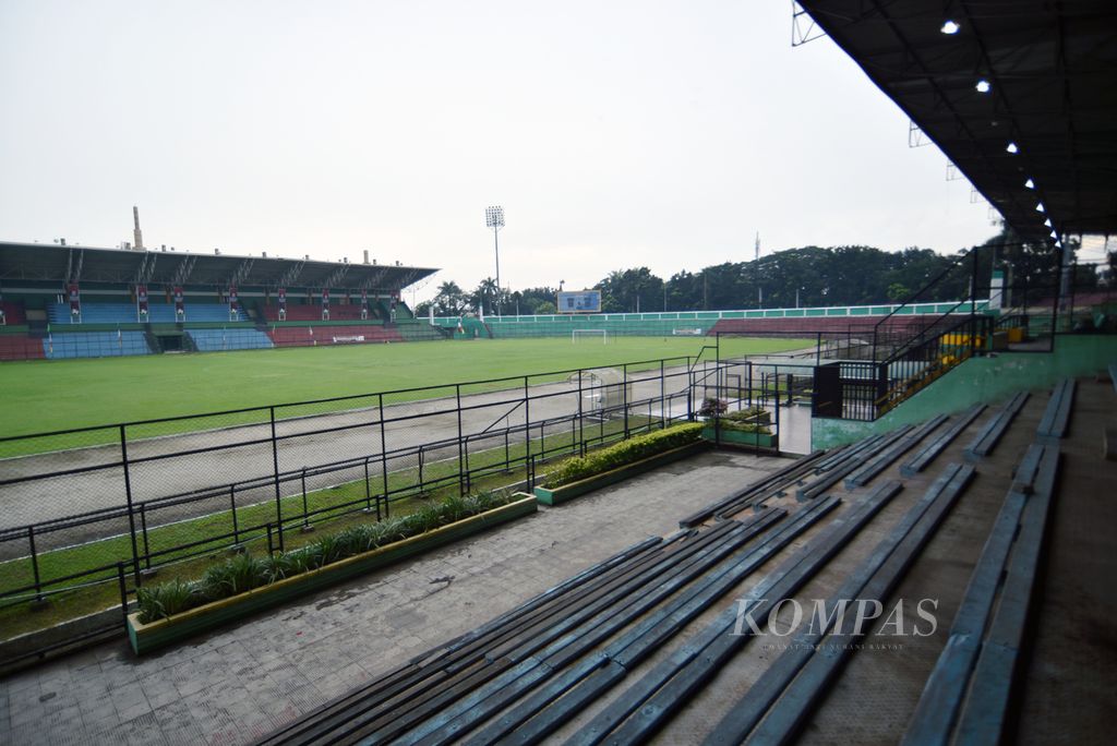 Suasana Stadion Teladan, Kecamatan Medan Kota, Kota Medan, Sumatera Utara, Rabu (19/7/2023). Stadion Teladan menjadi markas PSMS Medan sejak 1953 atau tak lama setelah Pekan Olahraga Nasional 1953 di Sumatera Utara. 