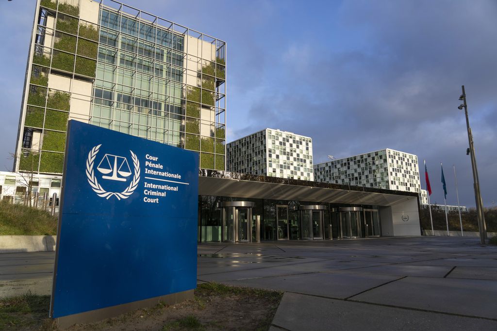 Kantor Mahkamah Kriminal Internasional (ICC) di Den Haag, Belanda, pada 6 Desember 2022. Para pejabat Israel semakin khawatir, ICC dapat mengeluarkan surat perintah penangkapan bagi para pemimpin Israel. 