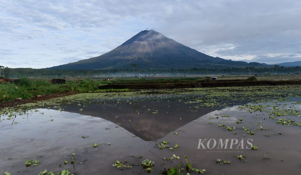 Gunung Semeru dilihat dari Desa Oro-oro Ombo, Kecamatan Pronojiwo, Kabupaten Lumajang, Jawa Timur, Kamis (5/3/2020). 