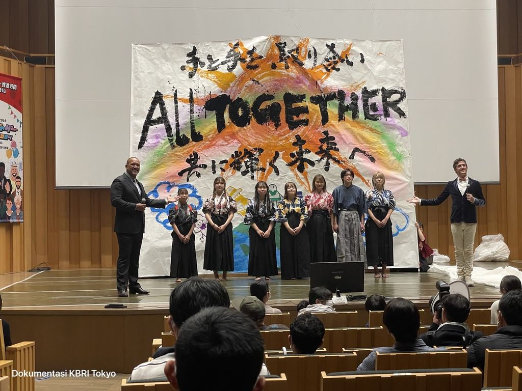 Suasana Festival All Together, Minggu (21/1/2024) di Tokyo, Jepang. Kedutaan Besar RI di Tokyo berpartisipasi dalam kegiatan mengeratkan masyarakat Jepang dengan warga asing di Jepang tersebut,