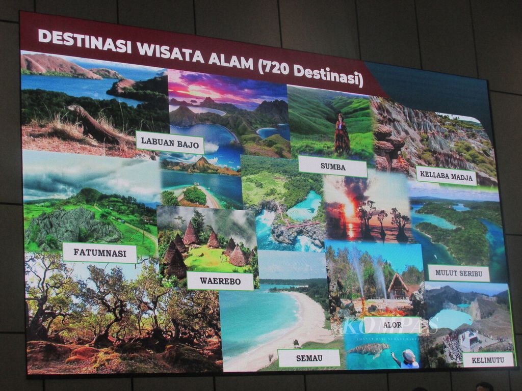 Destinasi wisata alam dalam gambar yang disampaikan dinas pariwisata dan ekonomi kreatif NTT dalam seminar Undana di Kupang, Rabu (18/10/2023).