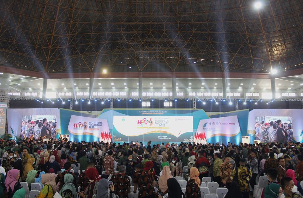 Suasana peringatan Hari Pers Nasional di Gedung Serbaguna Pemerintah Provinsi Sumatera Utara, Deli Serdang, Sumut, Kamis (9/2/2023).