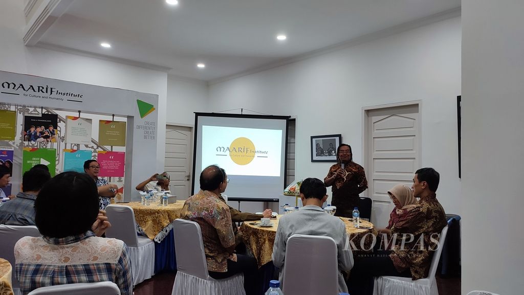 Direktur Program Maarif Institute, Moh Shofan, dalam acara Tasyakuran Dua Dekade Maarif Institute, Selasa (28/2/2023) malam, di Jakarta.