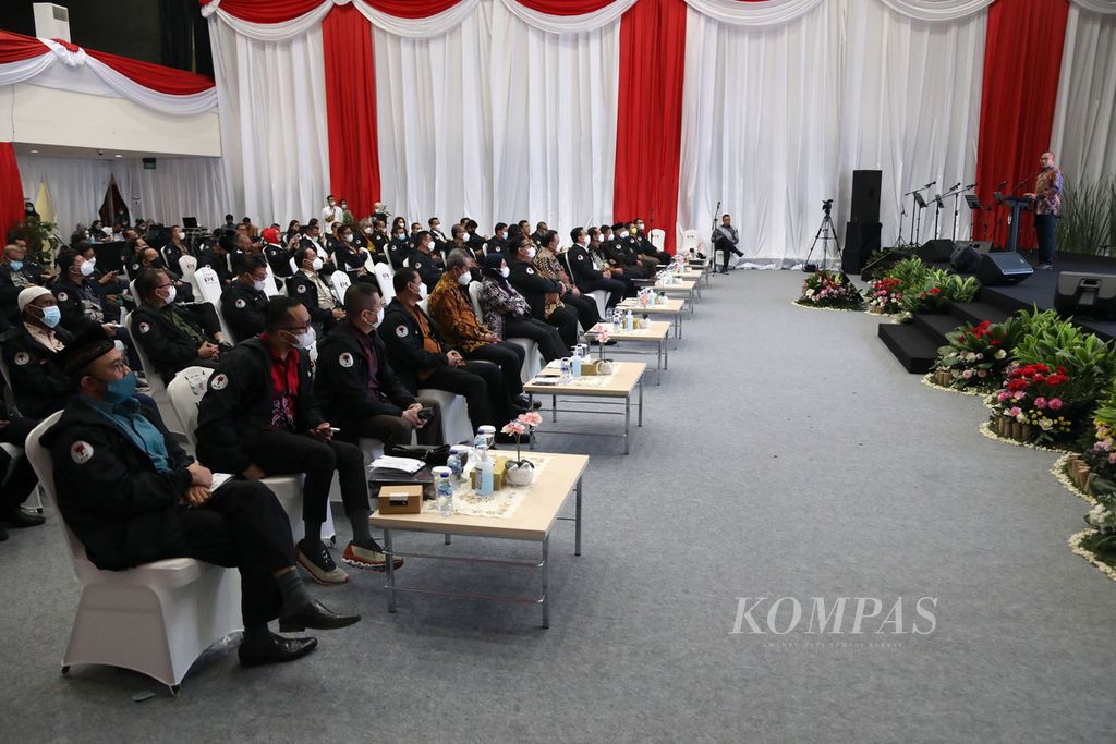 Pimpinan partai politik hadir dalam acara Executive Briefing Politik Cerdas Berintegritas di Gedung KPK, Jakarta, Rabu (18/5/2022). Sebanyak 20 pimpinan partai politik (16 partai nasional dan 4 partai lokal Aceh) hadir dalam acara ini. Pada kegiatan ini mereka menandatangani deklarasi bersama integritas partai politik. 