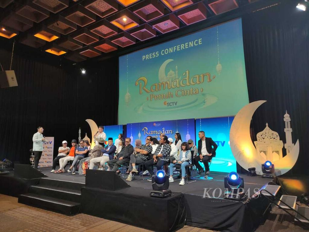 Konferensi pers Ramadan Penuh Cinta SCTV diselenggarakan di Jakarta, Selasa (27/2/2024).