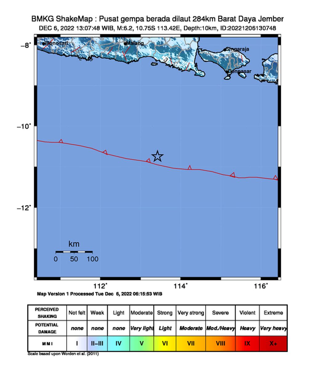 Gempa bermagnitudo 6,2 mengguncang sejumlah wilayah di Indonesia, termasuk Kota Mataram, Nusa Tenggara Barat, Selasa (6/12/2022).
