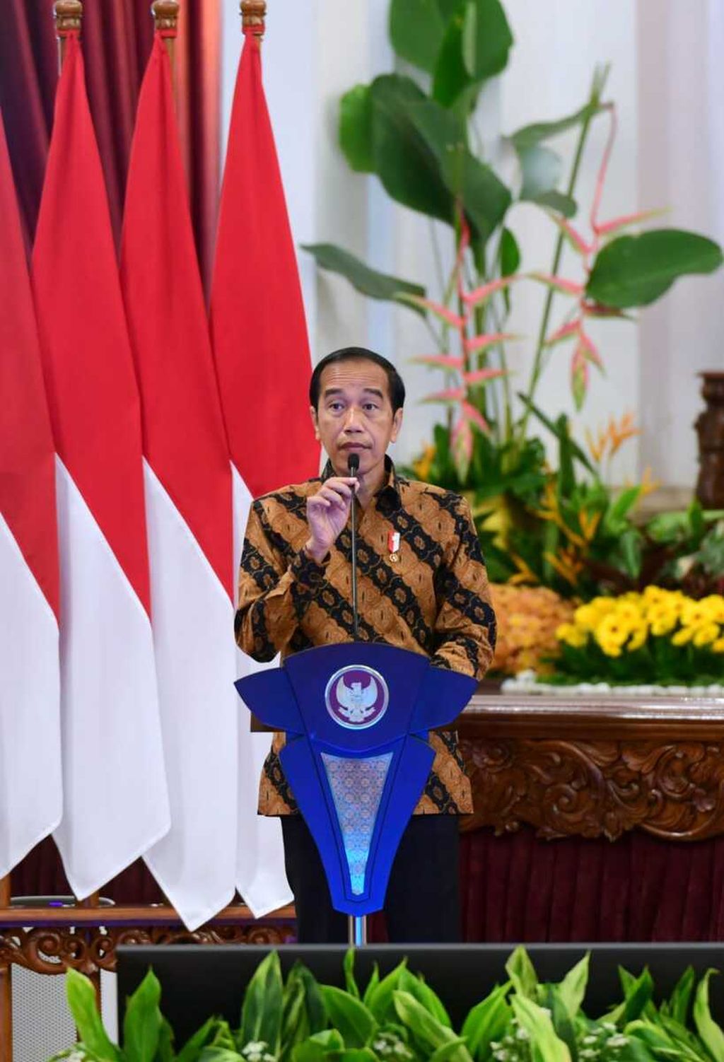 Presiden Joko Widodo saat memberi sambutan pada pembukaan Rapat Koordinasi Nasional Pengawasan Internal Pemerintah di Istana Negara, Jakarta, Selasa (14/6/2022).