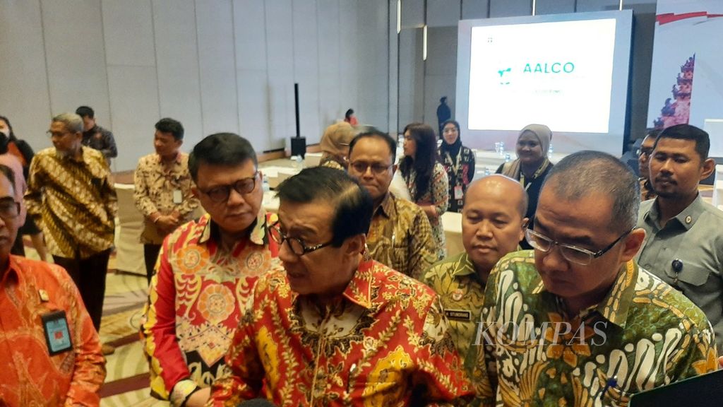 Menteri Hukum dan Hak Asasi Manusia Yasonna Hamonangan Laoly di Jakarta, Senin (2/10/2023).