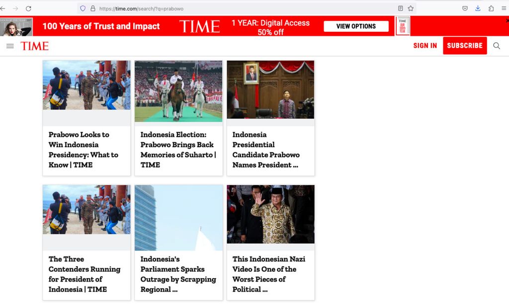 Laman<i> Time</i> edisi Kamis (15/2/2024) menerbitkan sejumlah laporan soal pemilu di Indonesia.