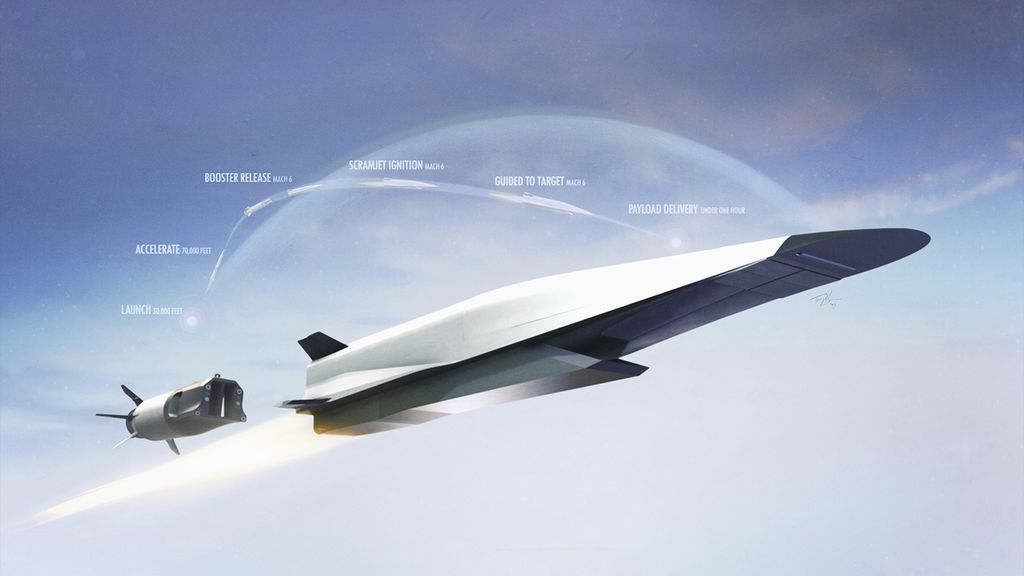 Angkatan Udara Amerika Serikat menunjukkan cara kerja dan bentuk peluncur hipersonik.