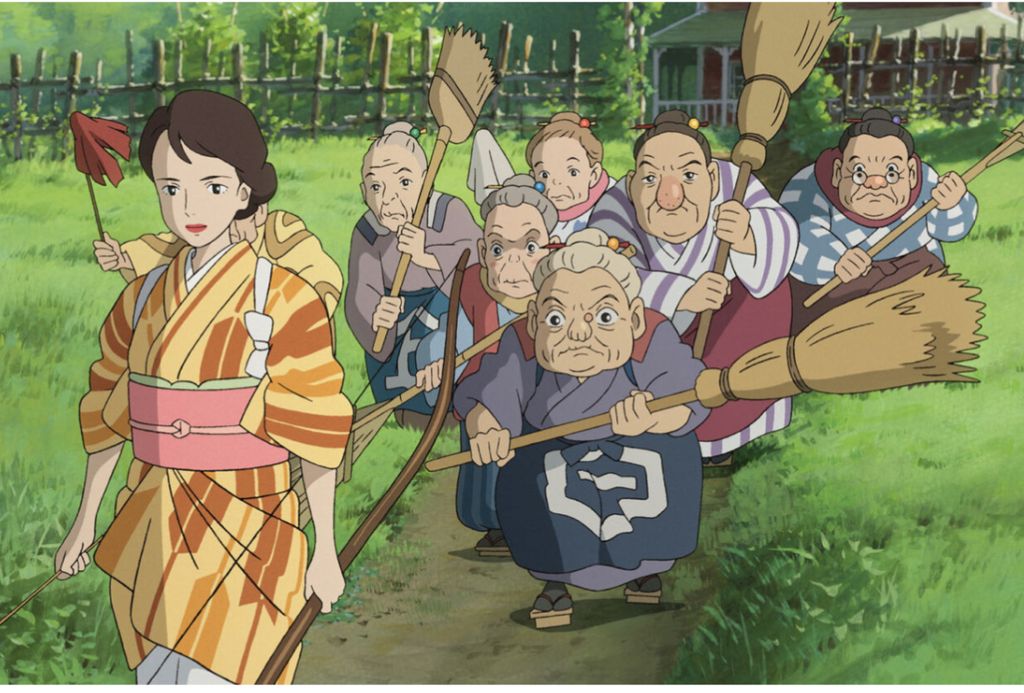 Natsuko and the grandmothers who guard the house look for Mahito who has gone missing.