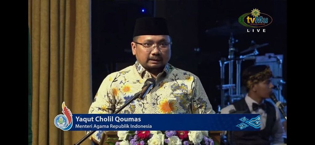 Menteri Agama Yaqut Cholil Coumas hadir dalam Muktamar Ke-16 Nasyiatul Aisyiyah digelar di Bandung pada Sabtu (3/12/2022).