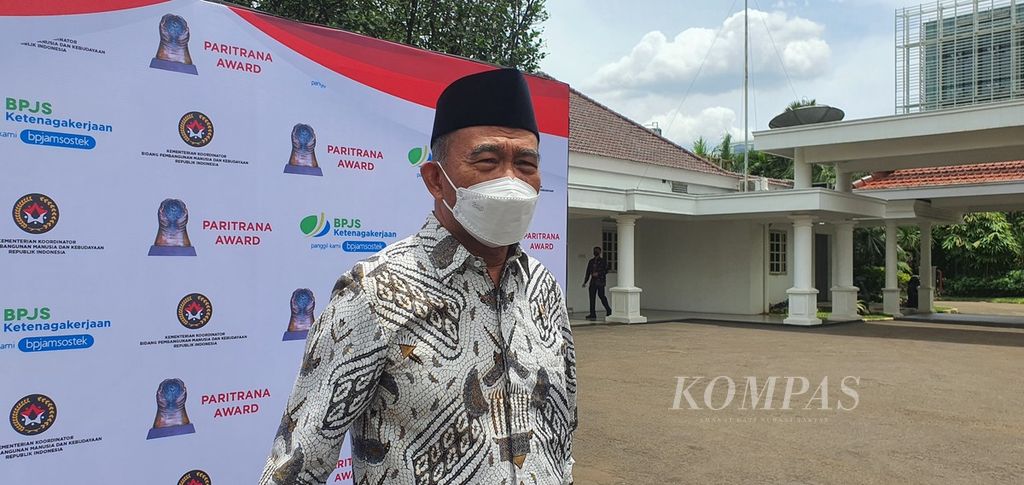 Menteri Koordinator Bidang Pembangunan Manusia dan Kebudayaan Muhadjir Effendy di Istana Wapres, Jakarta, Kamis (27/10/2022).
