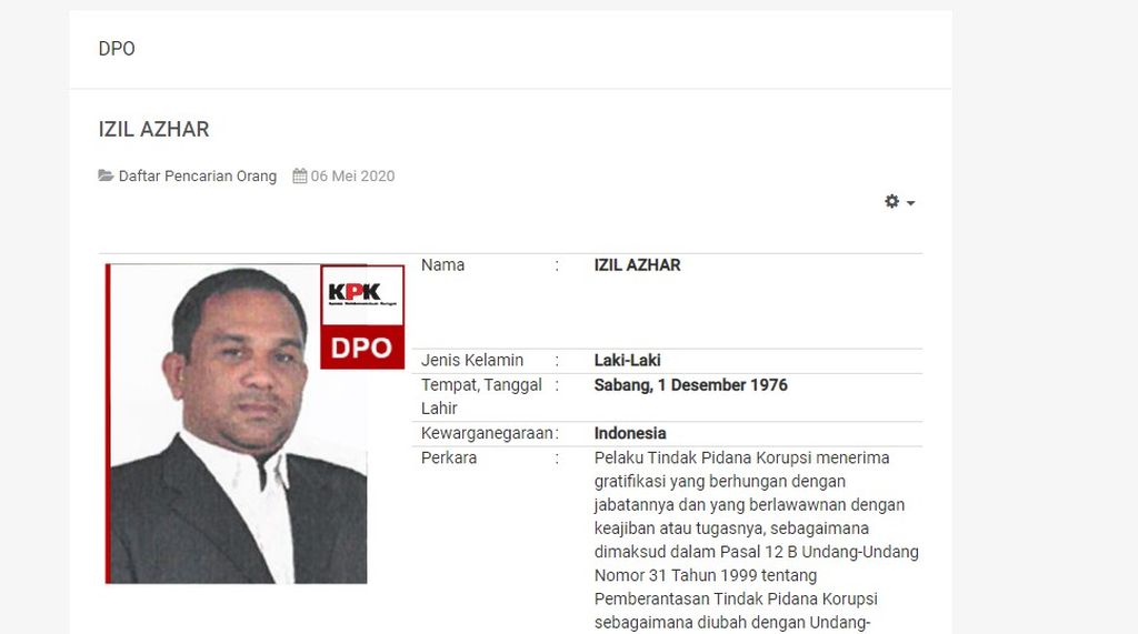 Buron Izil Azhar ditangkap oleh KPK bersama dengan Polda Aceh, Selasa (24/1/2023).