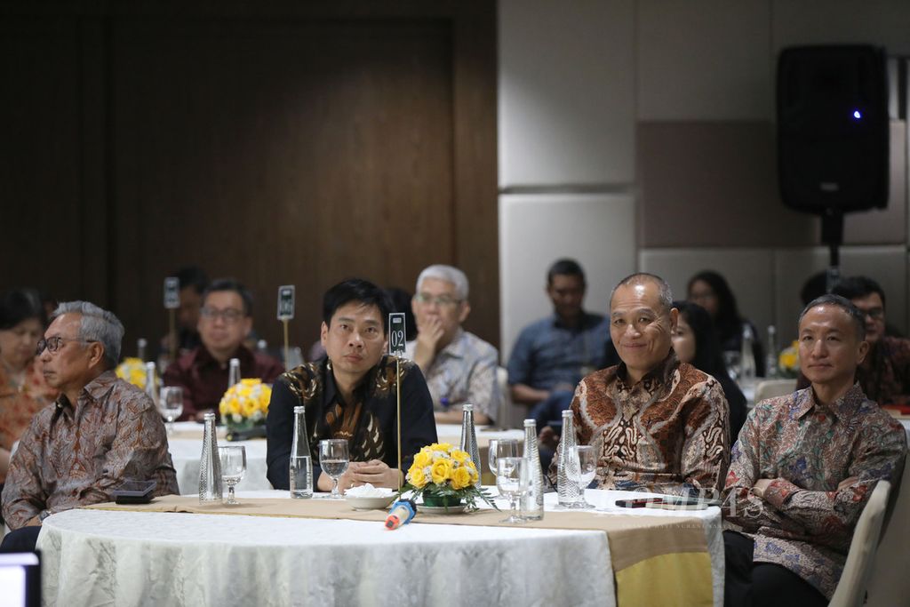Peserta Kompas Collaboration Forum di Jakarta, Jumat (22/3/2024). Pembicara kunci dalam diskusi dengan tema Arah dan Mesin Kebijakan Ekonomi Pembangunan 2025-2029” itu adalah Ketua Dewan Pakar Tim Kampanye Nasional Prabowo Subianto-Gibran Rakabuming Raka, Burhanuddin Abdullah. 