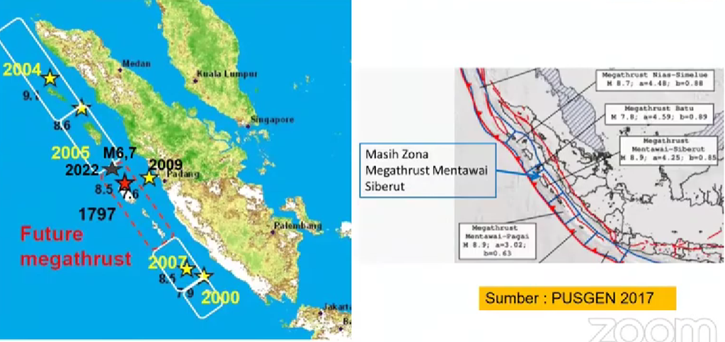 Paparan Kepala Badan Meteorologi Klimatologi dan Geofisika Dwikorita Karnawati tentang gempa yang berpusat di Nias Selatan melalui sambungan video konferensi, Senin (14/3/2022).