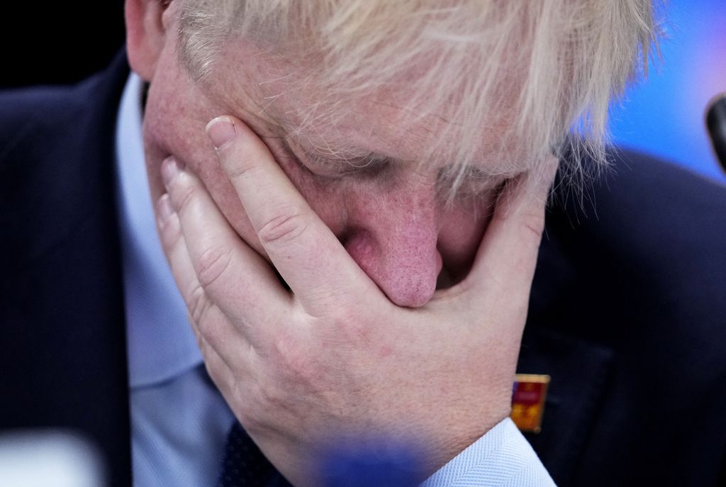 Perdana Menteri Inggris Boris  Johnson menghadiri pertemuan Konferensi Tingkat Tinggi (KTT) Pakta Pertahanan Atlantik Utara (NATO) di Madrid, Spanyol, 30 Juni 2022. Johnson mengundurkan diri sebagai Ketua Partai Konservatif, 7 Juli 2022. 