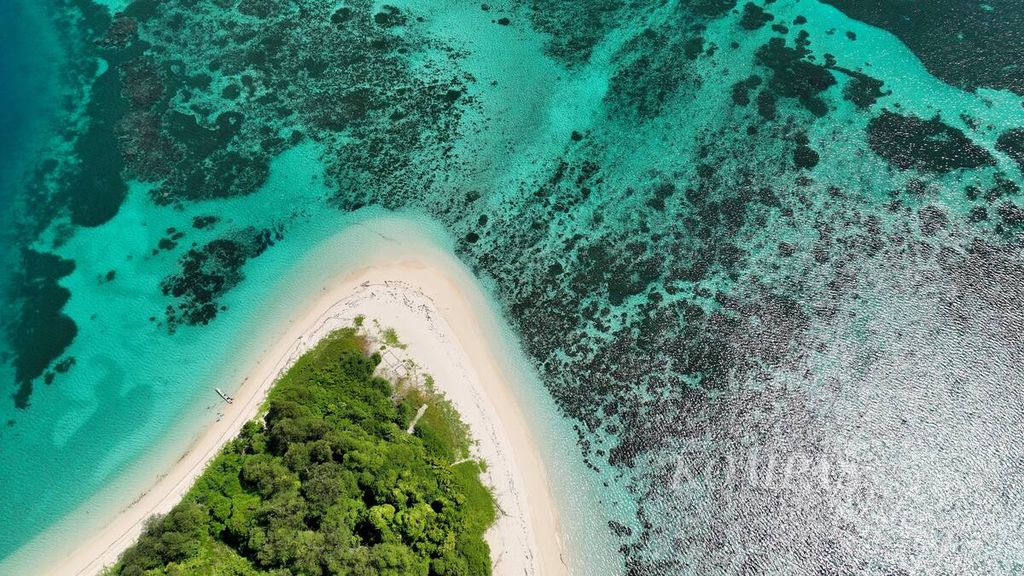 Salah satu sudut Pulau Um yang berada tak jauh dari pesisir Kampung Malaumkarta, Distrik Makbon, Kabupaten Sorong, Papua Barat Daya, Kamis (8/6/2023).