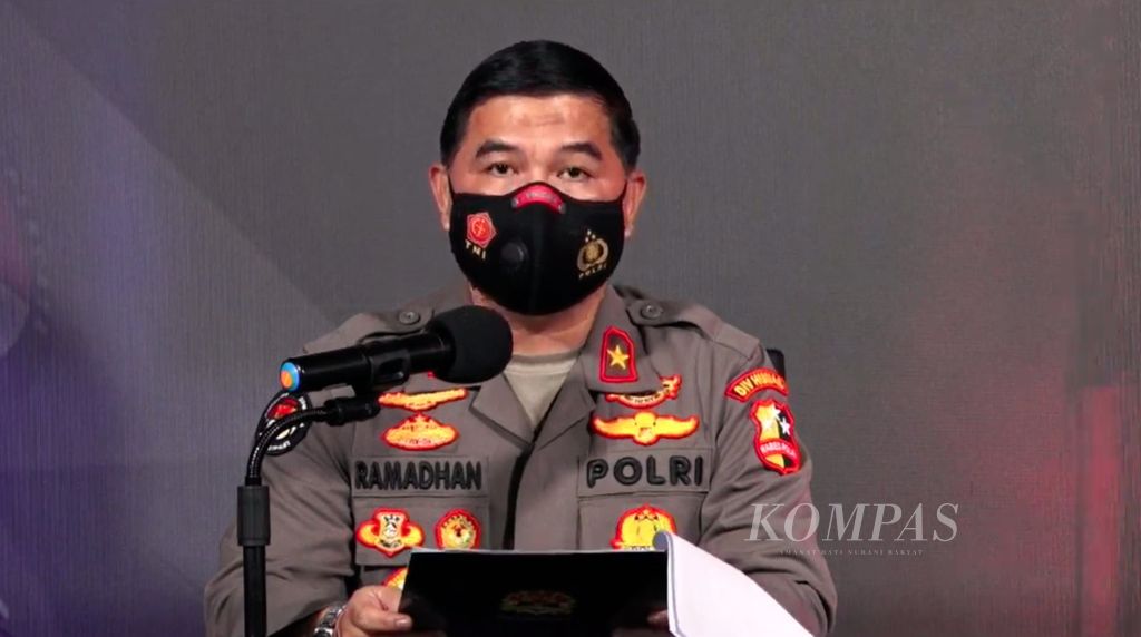 Kepala Biro Penerangan Masyarakat Divisi Humas Polri Brigadir Jenderal (Pol) Ahmad Ramadhan memberikan keterangan pers secara daring, Rabu (9/2/2022).