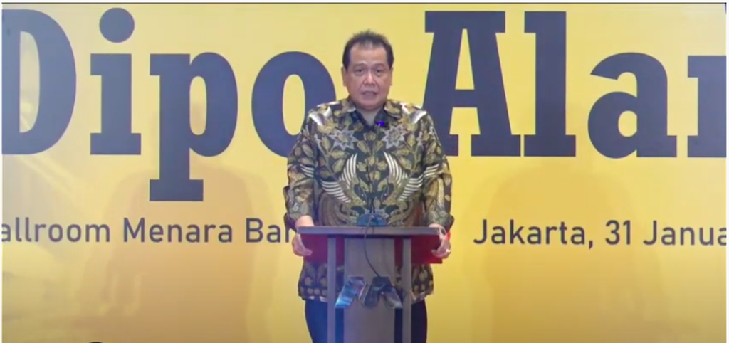Chairman of CT Corp Chairul Tanjung dalam peluncuran buku berjudul <i>Dipo Alam dalam Pusaran Adab Dipimpin dan Memimpin: Biografi Seorang Aktivis</i>.