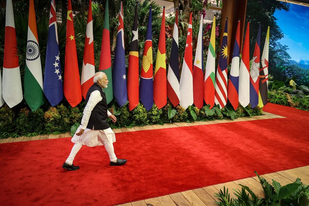 Perdana Menteri India Narendra Modi menghadiri KTT ke-20 ASEAN dan India di Jakarta, Kamis (7/9/2023). Konferensi ini merupakan rangkaian KTT ke-43 ASEAN yang berlangsung pada 5-7 September 2023.