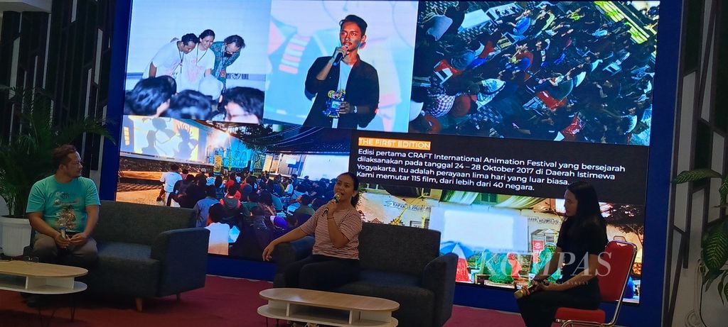 Suasana siaran pers Craft Animfest yang ke-4 tahun 2023, Kamis (19/10/2023), di Gedung Malang Creative Center, Kota Malang, Jawa Timur. 