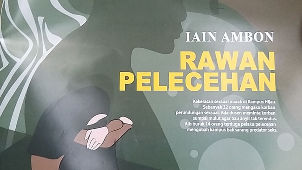 Tampilan muka majalah <i>Lintas </i>karya pers mahasiswa Institut Agama Islam Negeri (IAIN) Ambon yang memuat hasil liputan tentang kekerasan seksual di kampus itu. 