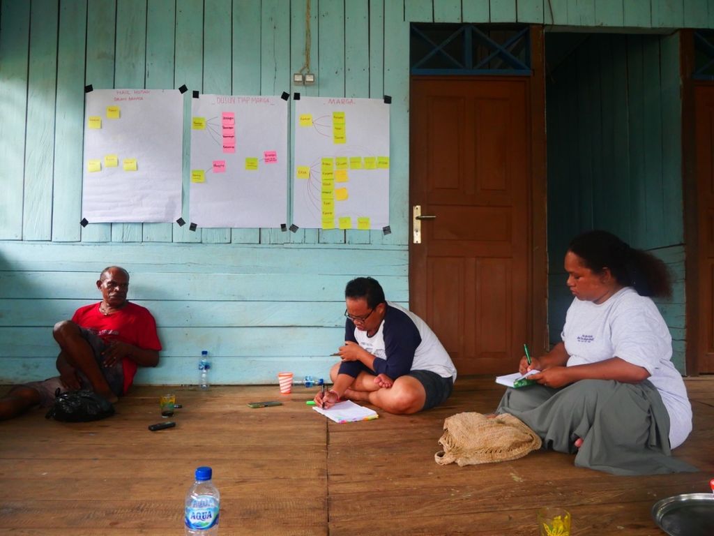 Tim peneliti dari Koalisi Kampus untuk Demokrasi Papua melakukan pengambilan data di tengah masyarakat adat pada tahun 2022.