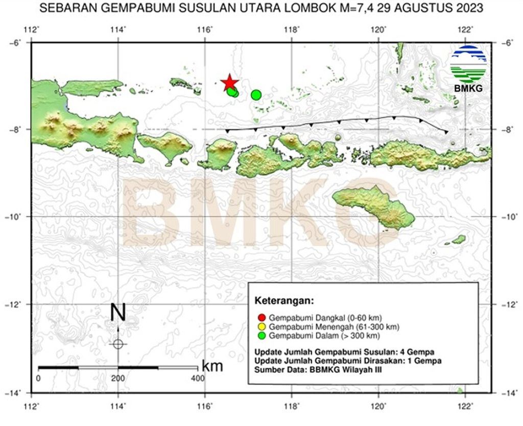 Infografis BMKG tentang kejadian gempa bumi pada Selasa (29/8/2023).