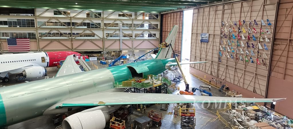 Pabrik Boeing di Everett, Seattle, Amerika Serikat, Selasa (26/6/2024). 