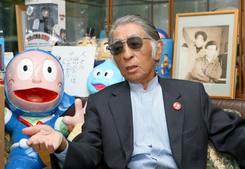 Seniman manga Jepang, Fujiko A Fujio, yang bernama asli Motoo Abiko, tampak berbicara di Tokyo, Jepang, 29 Oktober 2008. Motoo Abiko yang dikenal dengan kartun anak-anak, seperti Ninja Hattori dan Little Ghost Q-Taro, meninggal pada usia 88 tahun, demikian yang dilaporkan media lokal pada Kamis (7/4/2022).