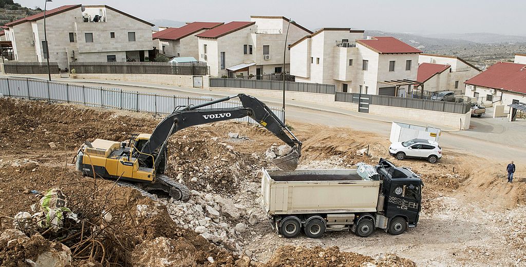Lokasi pembangunan proyek perumahan baru di permukiman Yahudi, Ariel, dekat kota Nablus, di wilayah pendudukan Tepi Barat, pada 25 Januari 2017.  