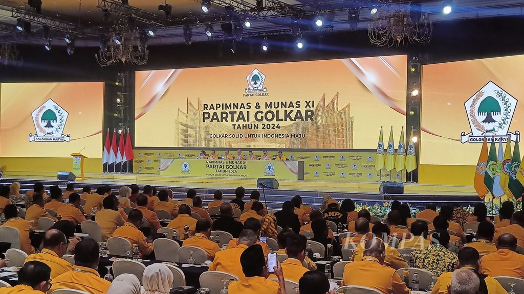 Suasana Rapimnas Partai Golkar di Jakarta Convention Center, Jakarta, Selasa (20/8/2024).