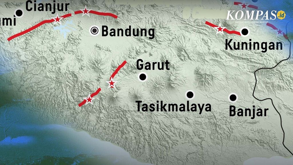 The Indo-Australian Plate to the Garsela Fault, which triggered a number of earthquakes in Garut.