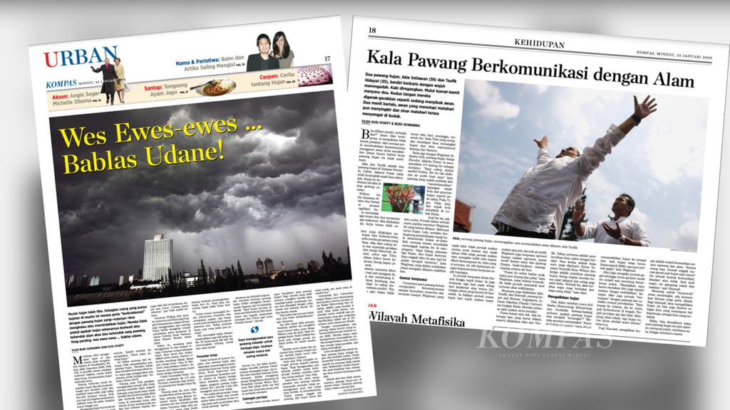 Arsip berita <i>Kompas</i> edisi Minggu 25 Januari 2009 yang mengulas soal pawang hujan.