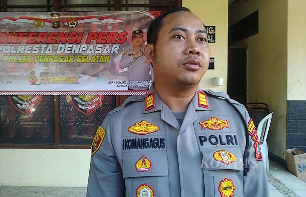 The Chief of South Denpasar Police Sector I, Commissioner I Komang Agus Dharmayana W, at the South Denpasar Police Sector Office in the city of Denpasar, on Sunday (5/5/2024).