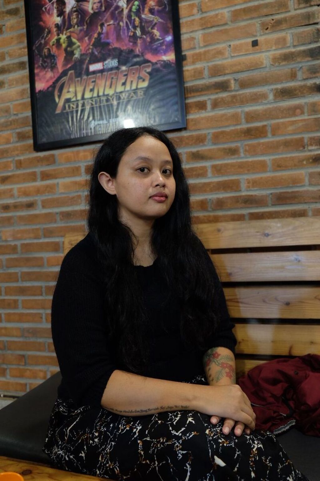 Fitri Nganti Wani, the eldest child of activist and poet Wiji Thukul who disappeared during the 1998 reforms broke out in Solo, Central Java, when met, Sunday (14/5/2023).