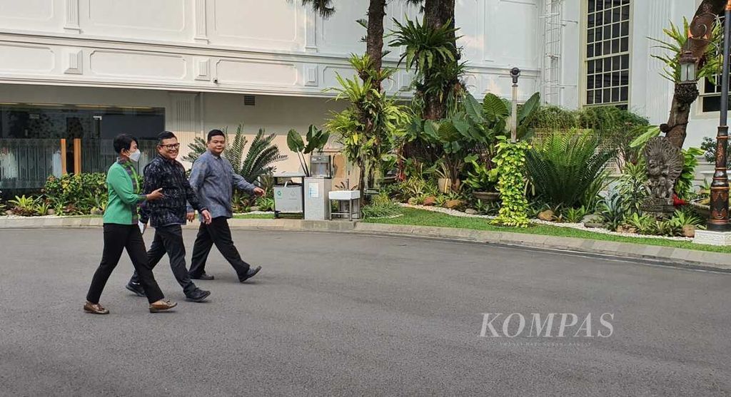 Para pemimpin redaksi menjelang bertemu Presiden Joko Widodo di Istana Negara, Jakarta, Senin (29/5/2023).