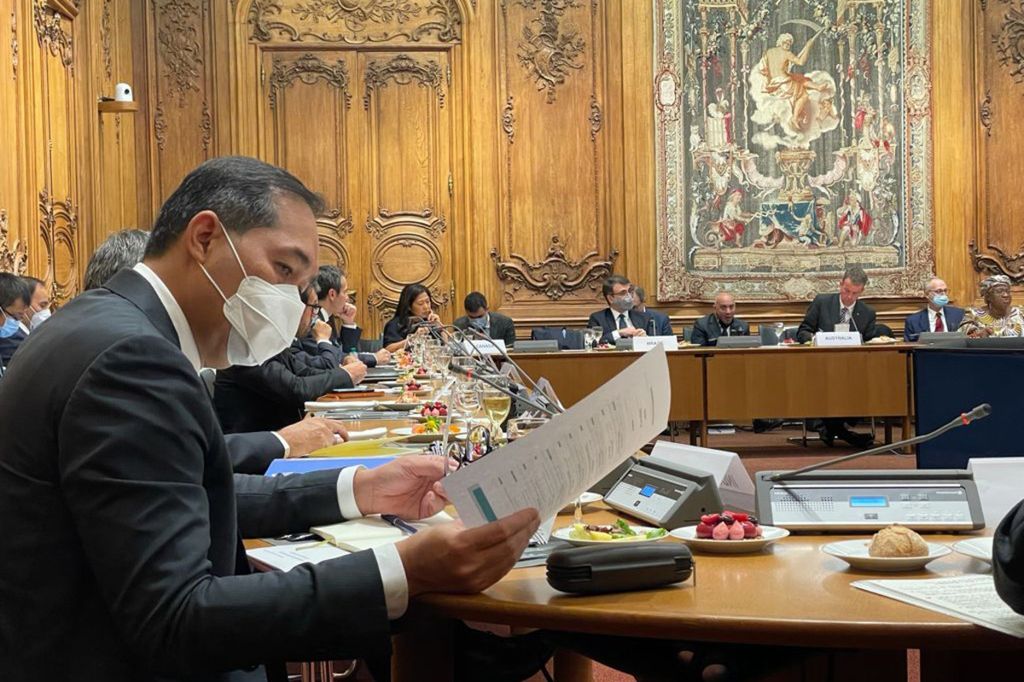 Di sela-sela OECD Ministerial Council Meeting, Menteri Perdagangan Muhammad Lutfi berpartisipasi pada Pertemuan Informal Tingkat Menteri Organisasi Perdagangan Dunia (WTO) di Paris, Perancis, Selasa (5/10/2021).