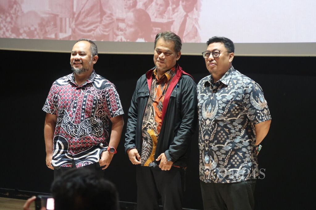 Suasana konferensi pers perilisan film hasil restorasi oleh Kementerian Pendidikan, Kebudayaan, Riset, dan Teknologi yang berjudul <i>Dr. Samsi</i> karya Ratna Asmara di Jakarta, Selasa (19/12/2023). T