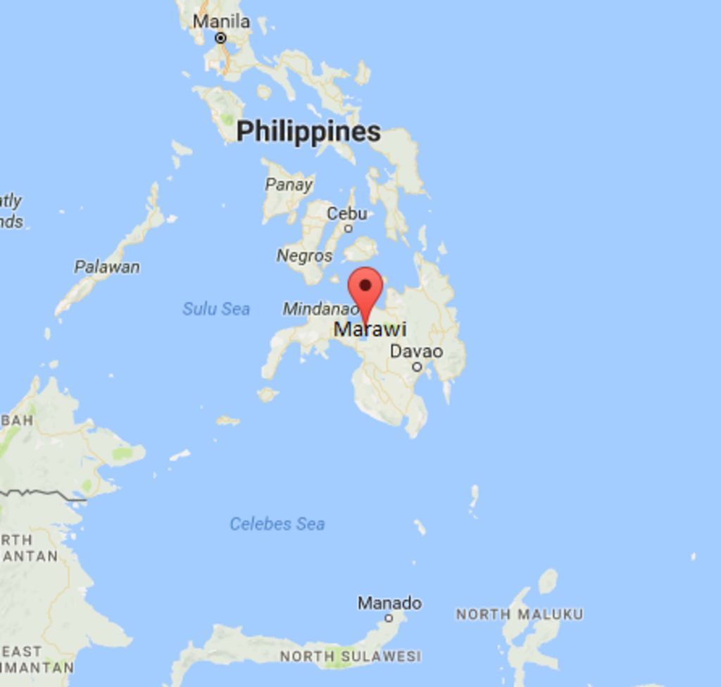 Peta Marawi, Pulau Mindanao, Filipina selatan.