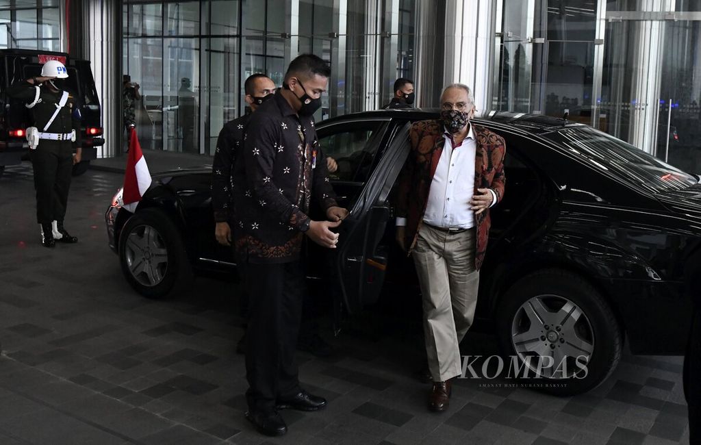 Presiden Timor Leste Jose Ramos Horta tiba di Menara Kompas, Jakarta, 20 Juli 2022. 
