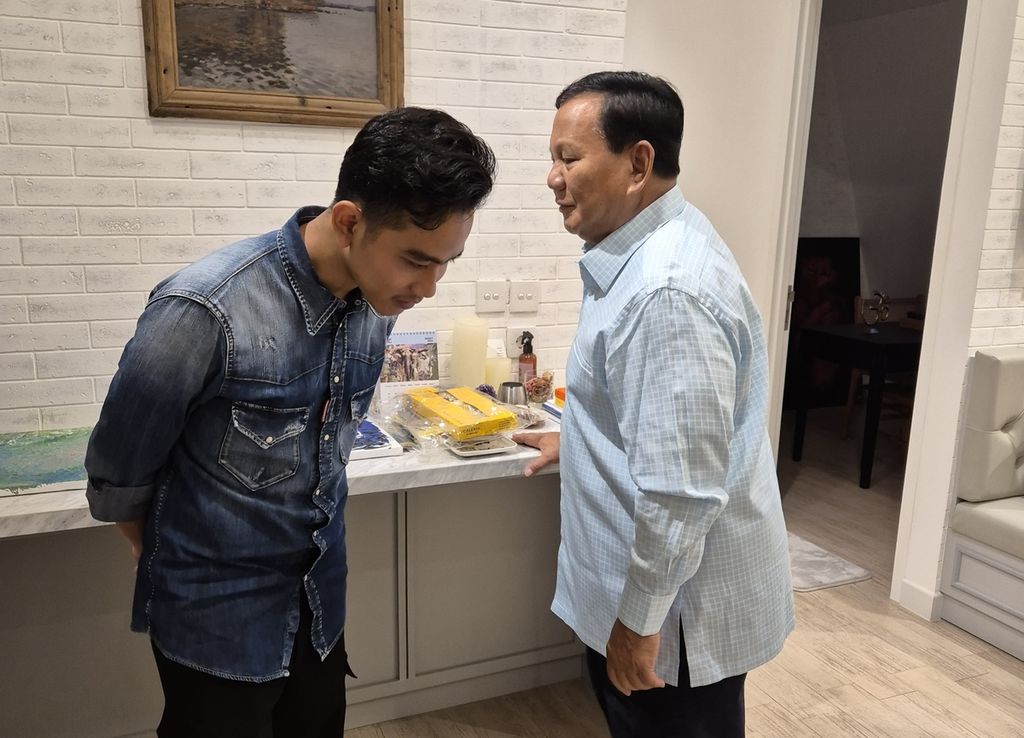 Pertemuan pasangan nomor urut 2, Prabowo Subianto dan Gibran Rakabuming Raka di Jakarta Selatan, Jumat (22/3/2024).