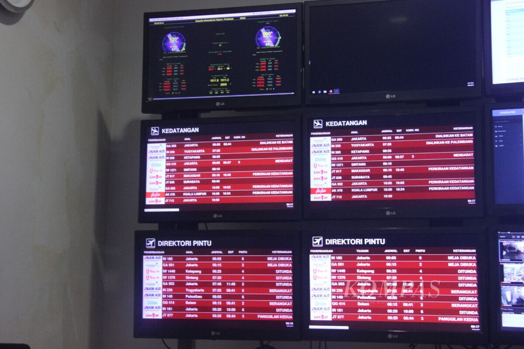Data penerbangan di Bandara Internasional Supadio, Pontianak, Kalimantan Barat.
