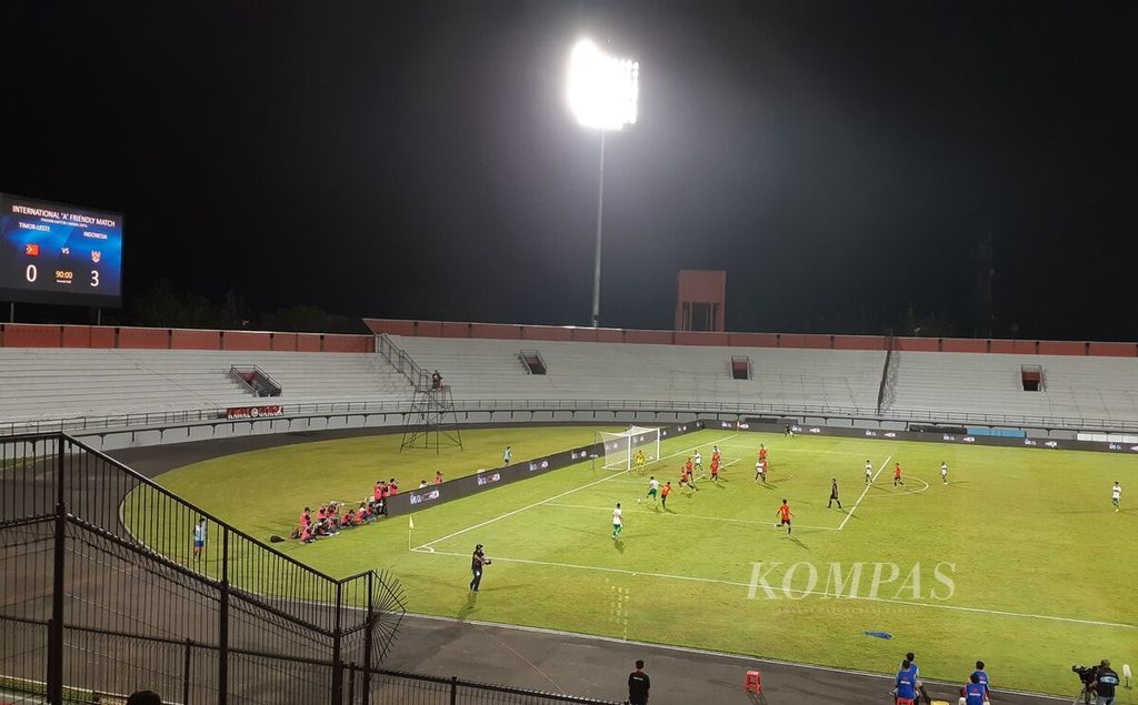 Tim nasional Indonesia kembali mengalahkan Timor Leste dalam laga persahabatan internasional di Stadion Kapten I Wayan Dipta, Gianyar, Bali, Minggu (30/1/2022) malam.