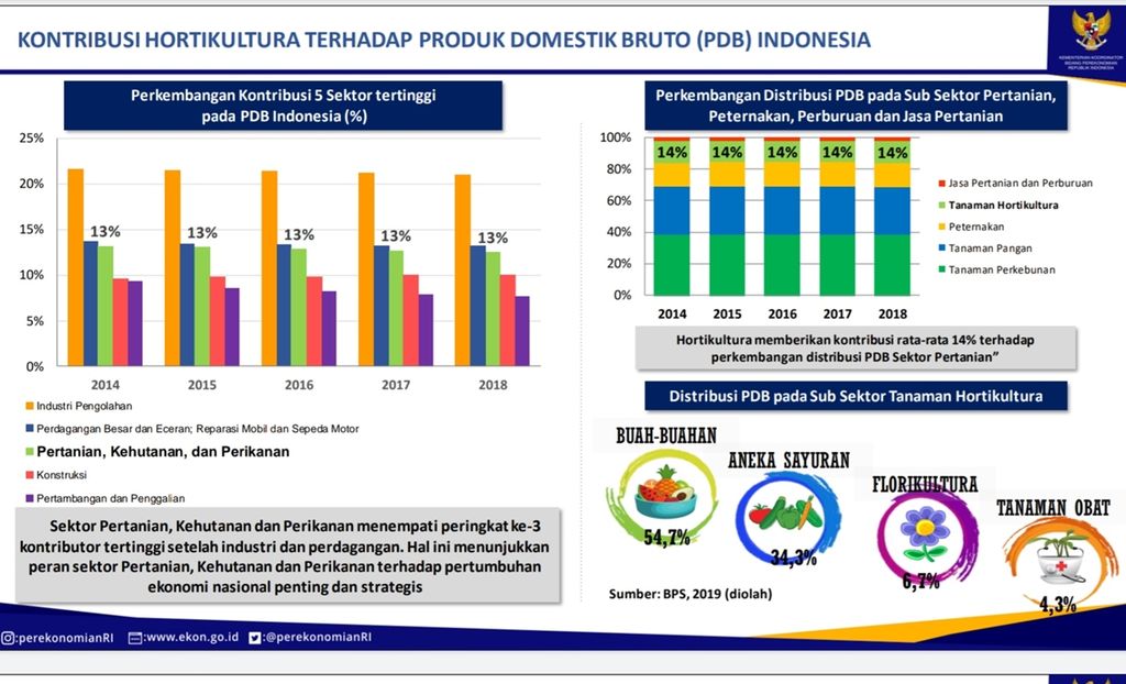 Paparan data terkait produk hortikultura nasional dari Kementerian Koordinator Bidang Perekonomian