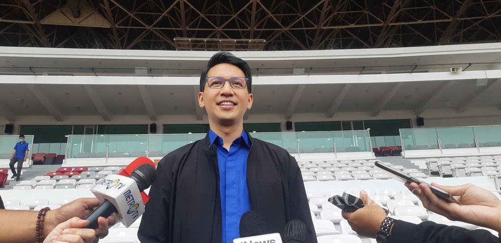Direktur Utama Pusat Pengelola Kompleks Gelora Bung Karno Rakhmadi Afif Kusumo, di Stadion Utama GBK, Jakarta Pusat, Selasa (8/11/2022).