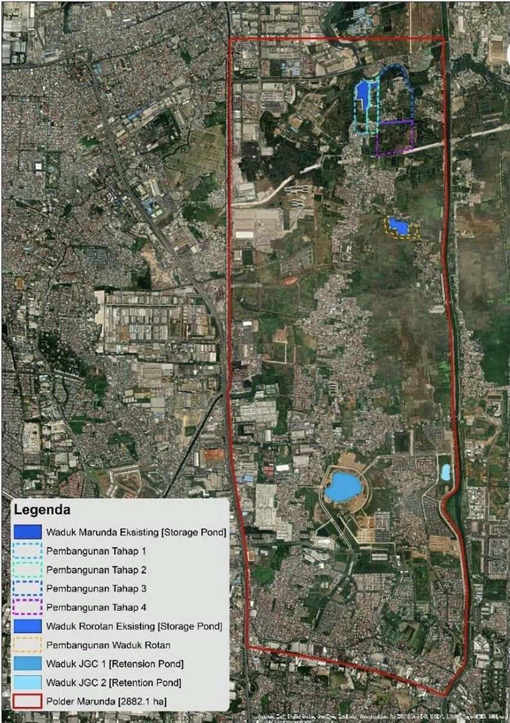 Peta kondisi Daerah Aliran Sungai Marunda, Jakarta Utara. 